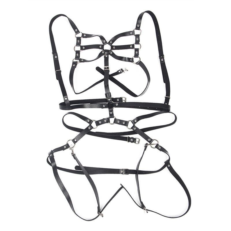 SUBBLIME - BODY HARNESS JUSTERBARE STROPPE LÆDER SORT ÉN STØRRELSE