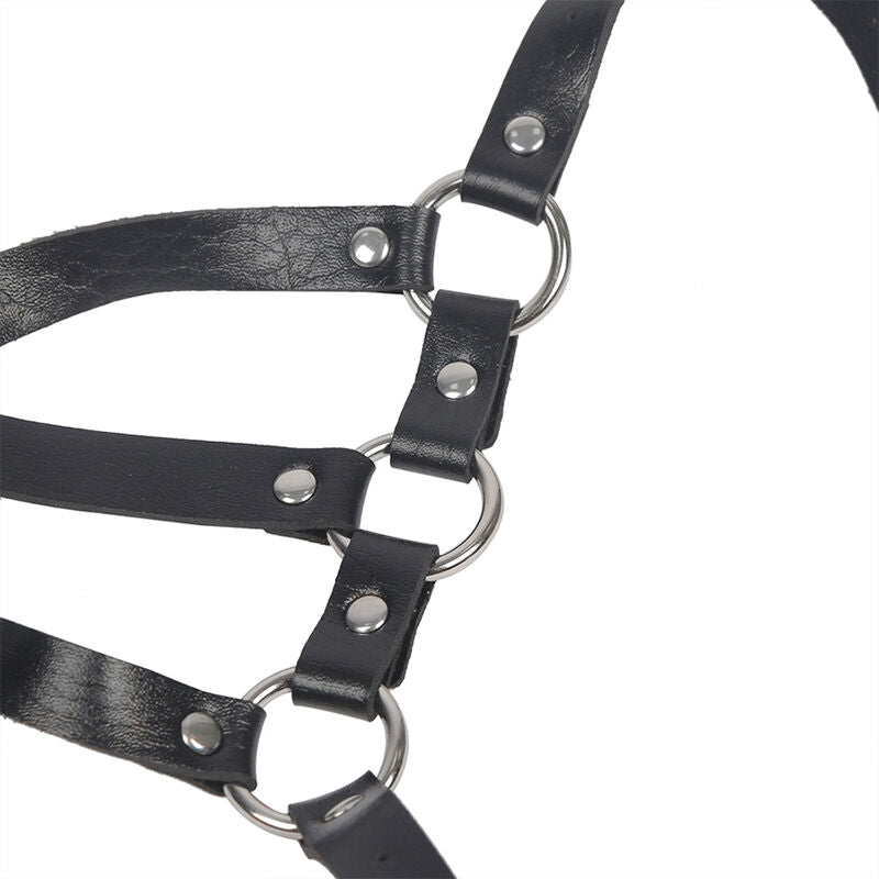 SUBBLIME - BODY HARNESS JUSTERBARE STROPPE LÆDER SORT ÉN STØRRELSE