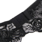 SUBBLIME - SÆT MED 3 DELE BH + THRING + RETSTRØJ MED BLOMSTERPRINT SORT S/M