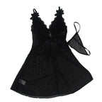 SUBBLIME - BABYDOLL TYLSTOF MED BLONDE OG BLOMSTERDETALJER SORT L/XL