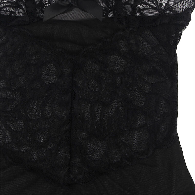 SUBBLIME - BABYDUKKEN MED JUSTERBARE STROPPER OG TRANSPARENT BLONDE BLOMSTERPRINT SORT L/XL