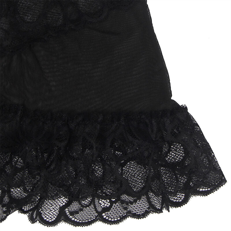 SUBBLIME - BABYDUKKEN MED JUSTERBARE STROPPER OG TRANSPARENT BLONDE BLOMSTERPRINT SORT L/XL