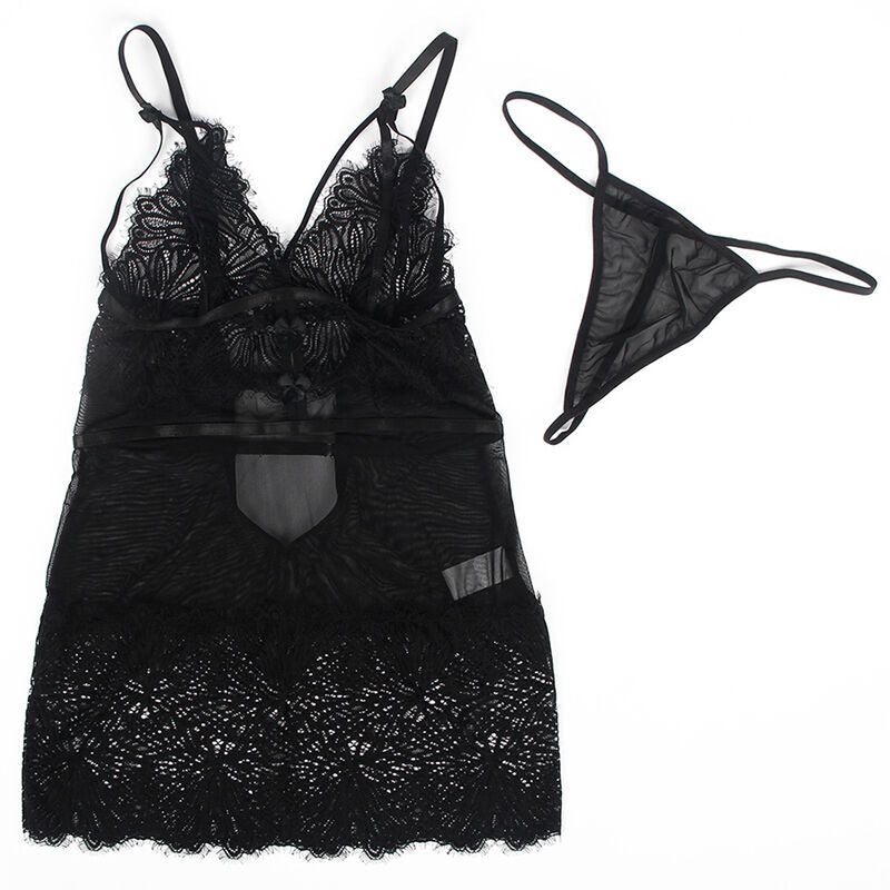 SUBBLIME - BABYDUKKEN MED JUSTERBARE BLONDE STROPPE SORT L/XL