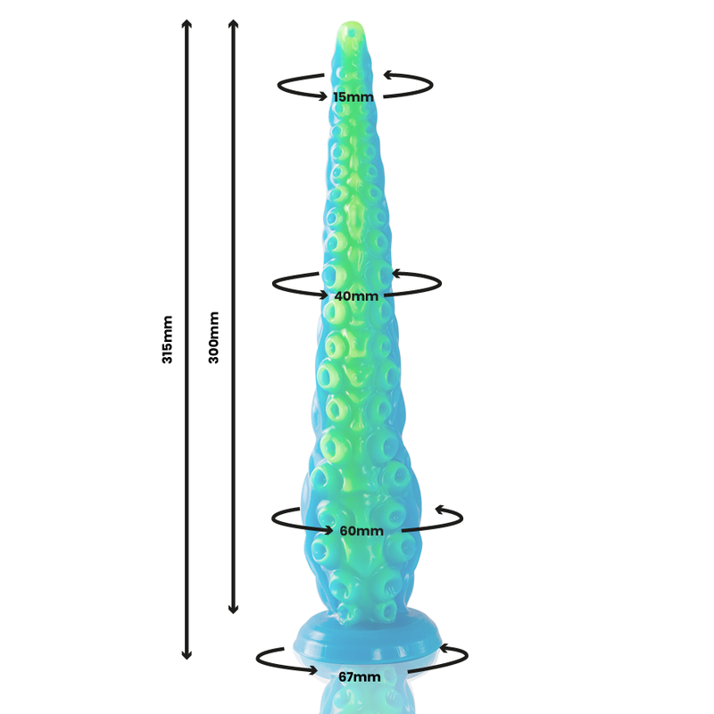 EPIC - SCYLLA FLUORESCENTERENDE TYND TENTAKEL DILDO STOR STØRRELSE