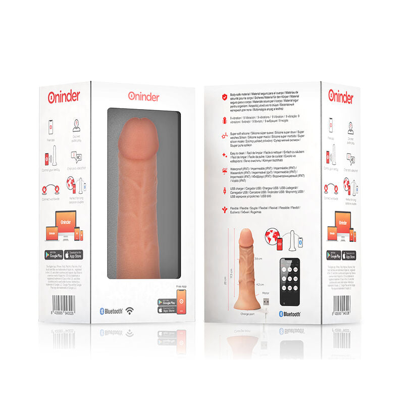 ONINDER - MEDIUM BOGOTÁ VIBRATOR DILDO 9 HASTIGHEDER NATURLIG 20 CM -O- 4,2 CM - GRATIS APP