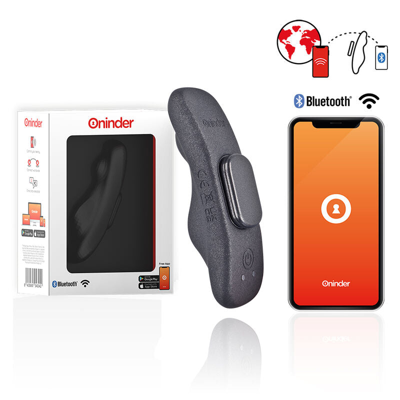 ONINDER - GENOPLADELIG MANILA PANTY VIBRATOR MED 9 HASTIGHEDER, 9,6 CM X 2,6 CM - GRATIS APP