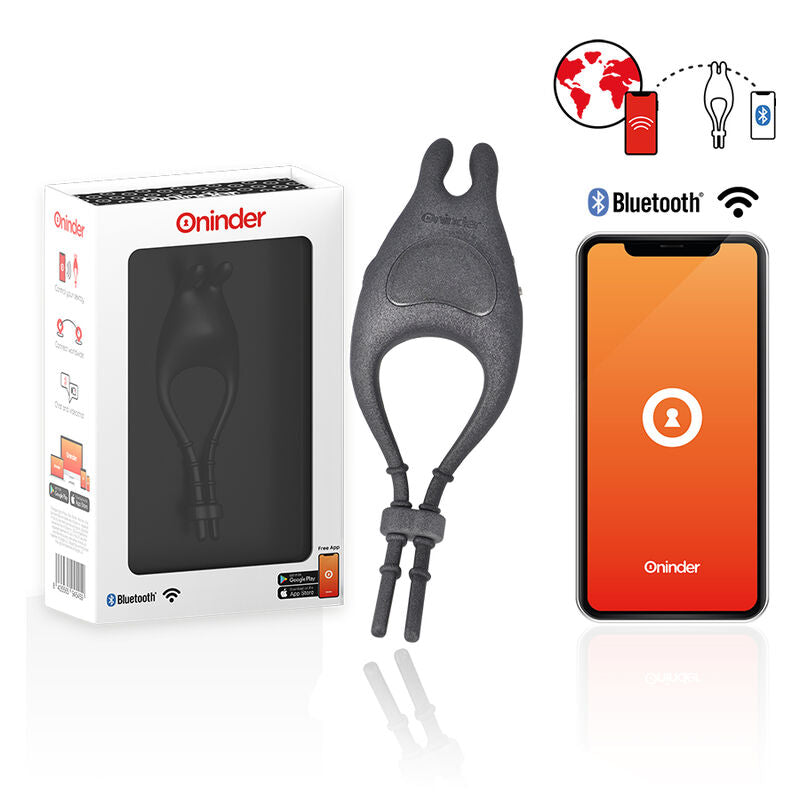 ONINDER - PAMPA GENOPLADELIG JUSTERBAR VIBRATORING MED KLITORISSTIMULATOR 10 HASTIGHEDER - GRATIS APP