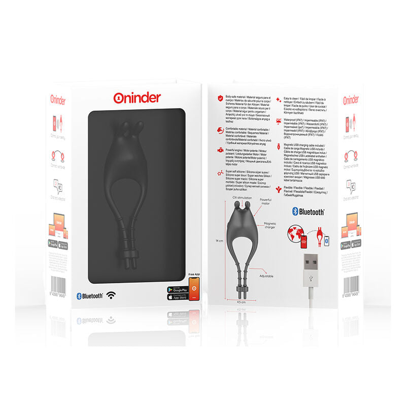 ONINDER - PAMPA GENOPLADELIG JUSTERBAR VIBRATORING MED KLITORISSTIMULATOR 10 HASTIGHEDER - GRATIS APP