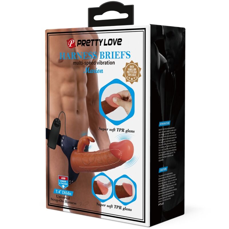 PRETTY LOVE - MARION HARNESS UNIVERSAL TRUSSER MED VIBRATIONSDILDO 19 CM BRUN