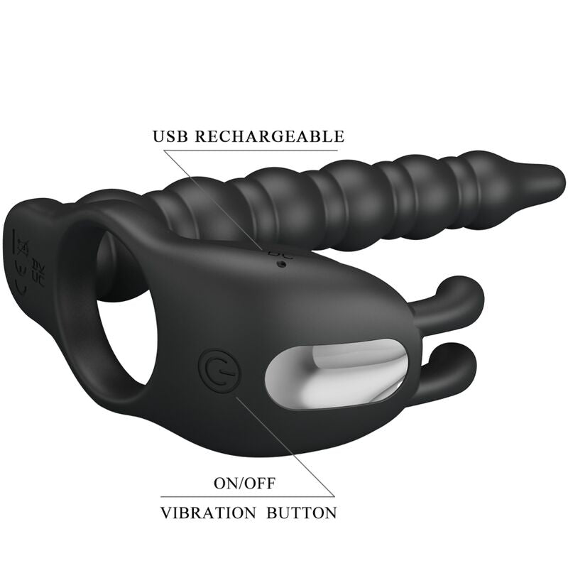 PRETTY LOVE - BLACKNEY PENIS RING MED SORT VIBRATORPLUG