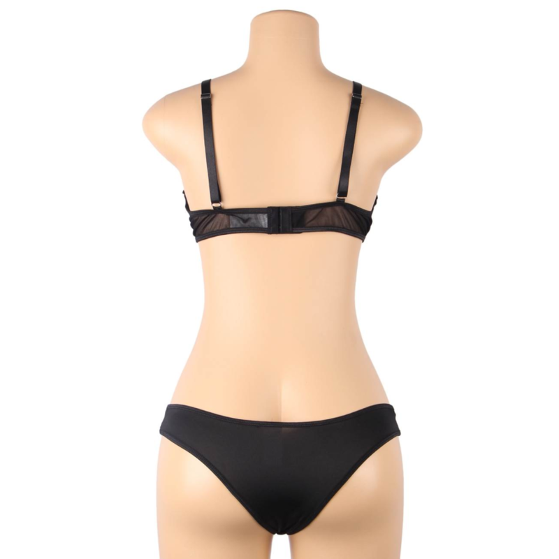 SUBBLIME - TO-DELT SÆT MED TRANSPARENT BH OG S/M STRIPS