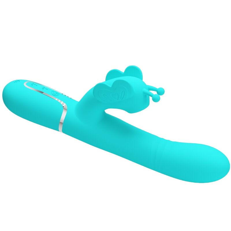 PRETTY LOVE - MULTIFUNKTIONS KANINVIBRATOR 4 I 1 SOMMERFLUG AQUA GRØN