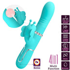 PRETTY LOVE - MULTIFUNKTIONS KANINVIBRATOR 4 I 1 SOMMERFLUG AQUA GRØN