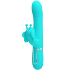 PRETTY LOVE - MULTIFUNKTIONS KANINVIBRATOR 4 I 1 SOMMERFLUG AQUA GRØN