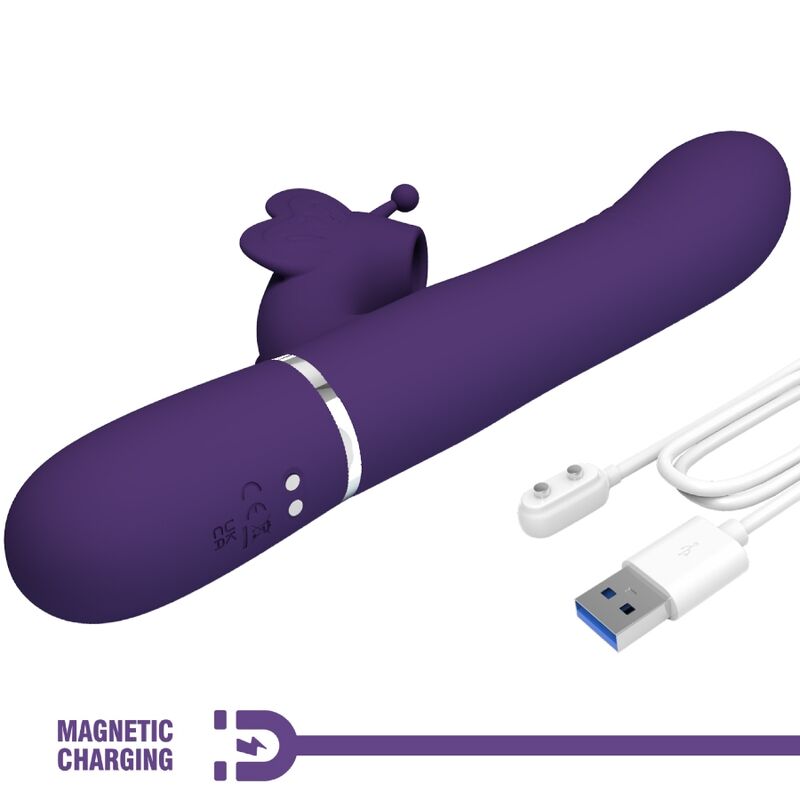 PRETTY LOVE - MULTIFUNKTIONS KANINVIBRATOR 4 I 1 SOMMERFLUG LILLA
