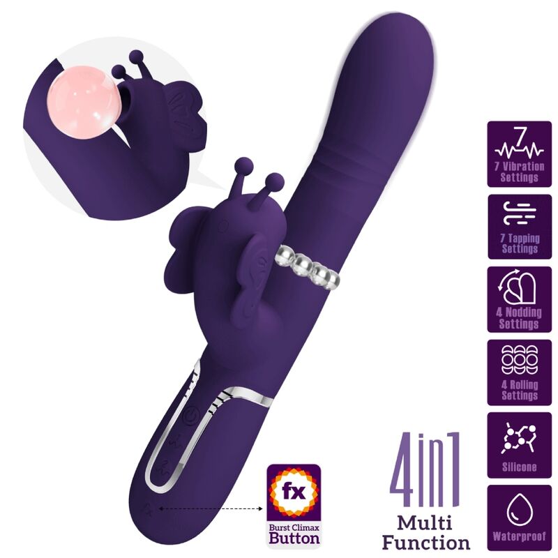 PRETTY LOVE - MULTIFUNKTIONS KANINVIBRATOR 4 I 1 SOMMERFLUG LILLA