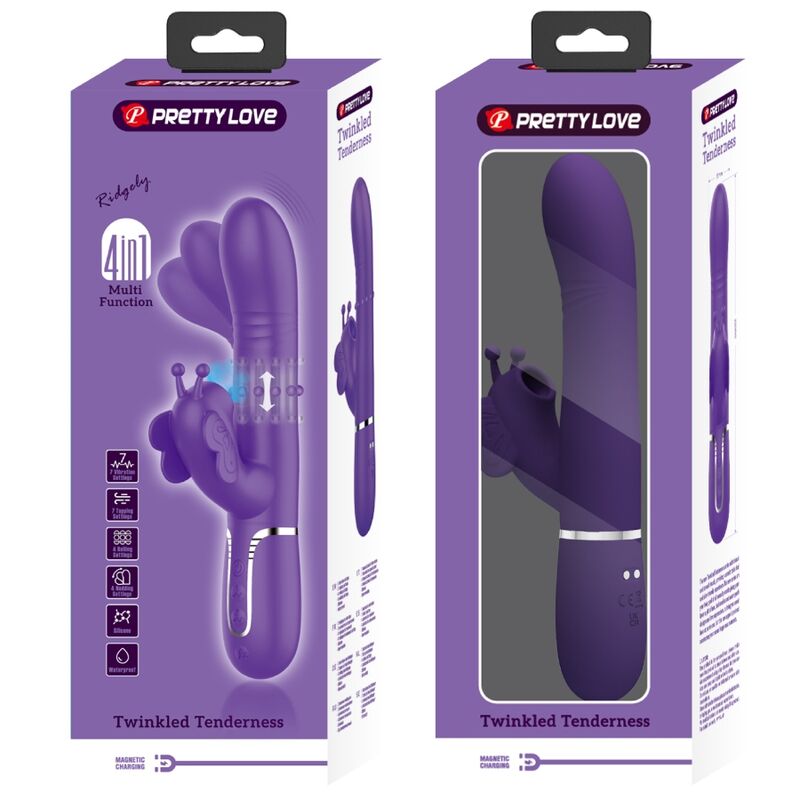 PRETTY LOVE - MULTIFUNKTIONS KANINVIBRATOR 4 I 1 SOMMERFLUG LILLA