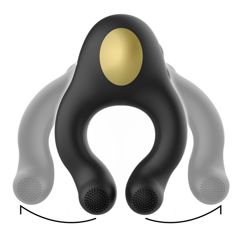 ARMONY - SILIKONE VIBRATORRING 3 MOTORER GENOPLADELIG SORT - GULD