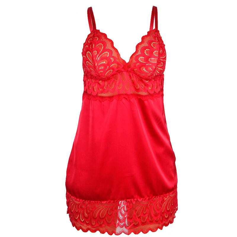 SUBBLIME - SATIN BABYDUKKEN MED BLONDE RØD L/XL