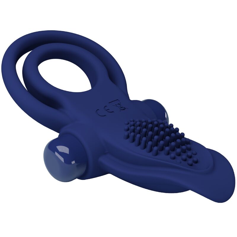PRETTY LOVE - BRONSON DOBBELT RING MED VIBRATION BLÅ