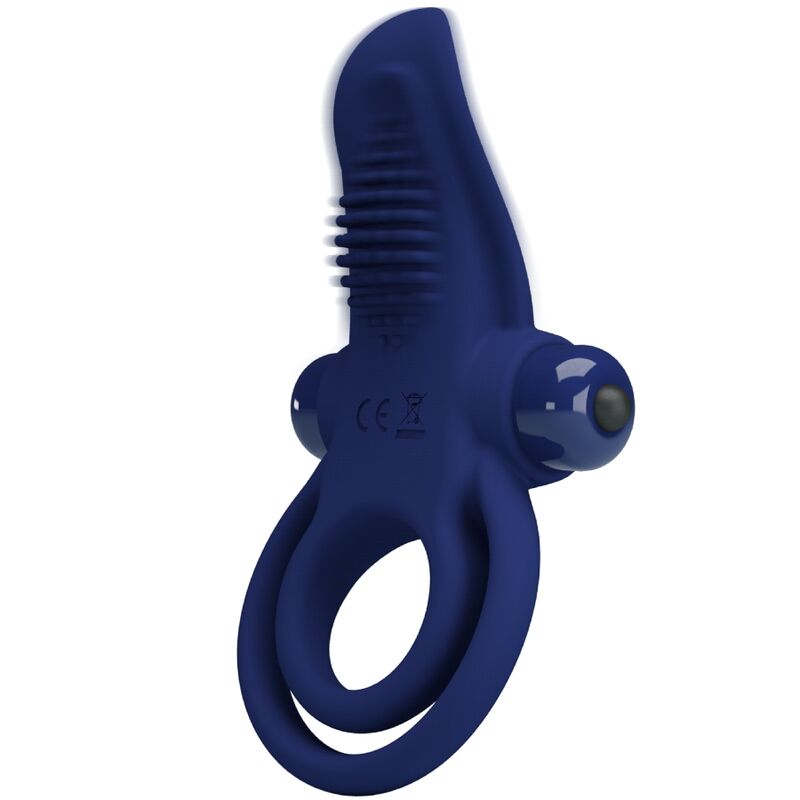 PRETTY LOVE - BRONSON DOBBELT RING MED VIBRATION BLÅ
