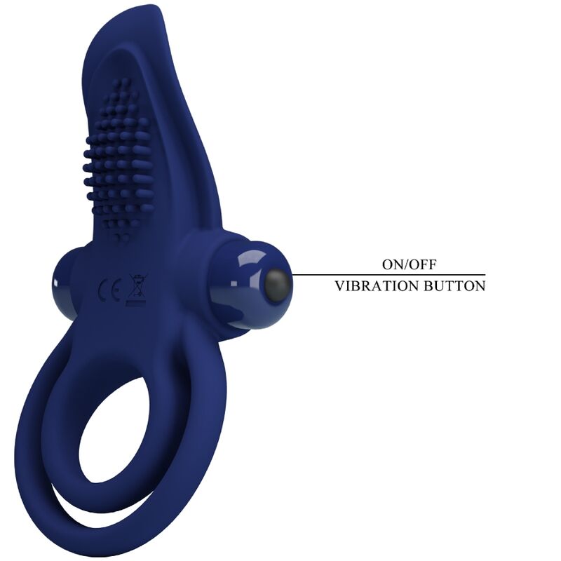 PRETTY LOVE - BRONSON DOBBELT RING MED VIBRATION BLÅ