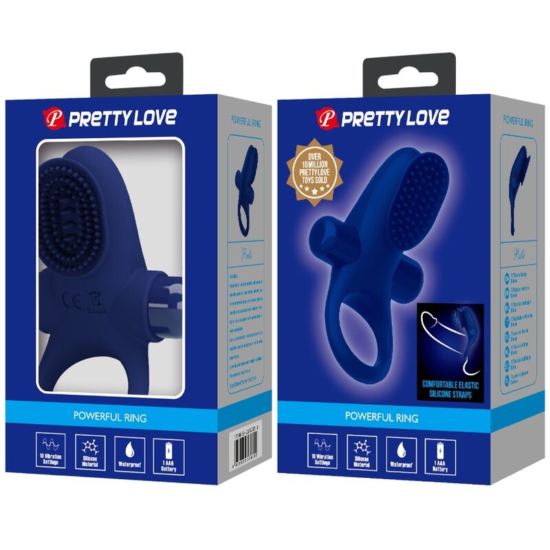 PRETTY LOVE - PALLE RING MED VIBRATION BLÅ