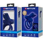 PRETTY LOVE - JAMELE DOBBELT RING MED VIBRATION & SOMMERFLUGESTIMULATOR BLÅ