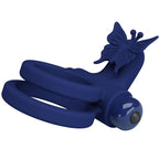 PRETTY LOVE - JAMELE DOBBELT RING MED VIBRATION & SOMMERFLUGESTIMULATOR BLÅ