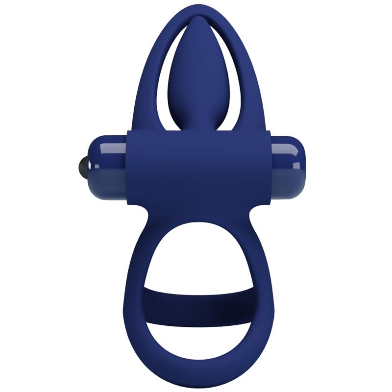 PRETTY LOVE - MAT DOBBELT RING MED VIBRATION & STIMULATOR BLÅ