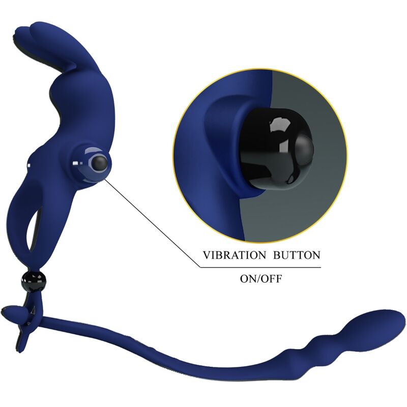 PRETTY LOVE - AYAD KANINVIBRATORRING MED STIK BLÅ