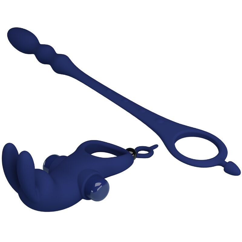 PRETTY LOVE - AYAD KANINVIBRATORRING MED STIK BLÅ