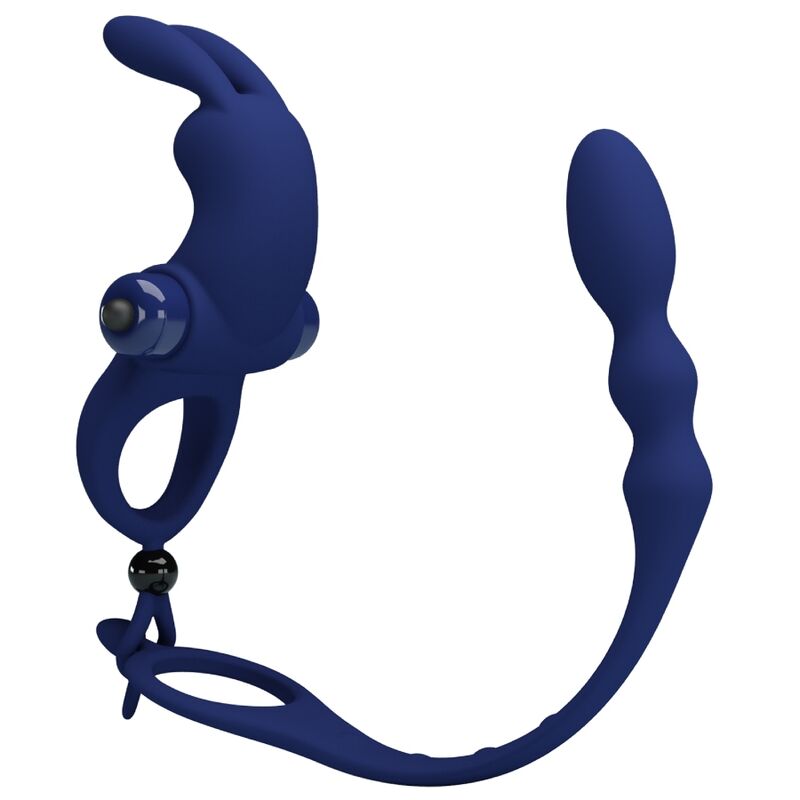 PRETTY LOVE - AYAD KANINVIBRATORRING MED STIK BLÅ