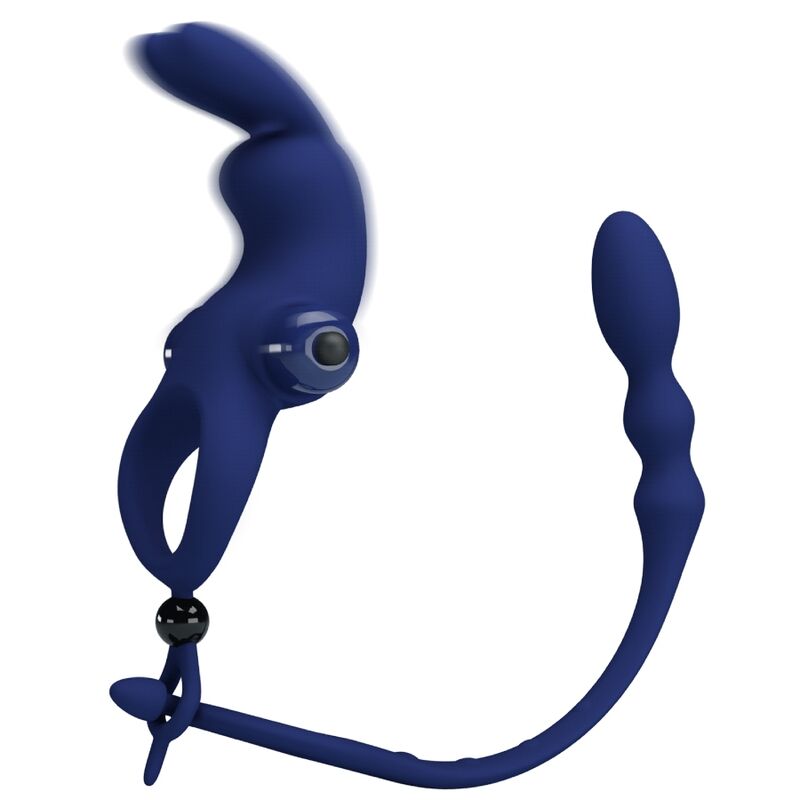 PRETTY LOVE - AYAD KANINVIBRATORRING MED STIK BLÅ