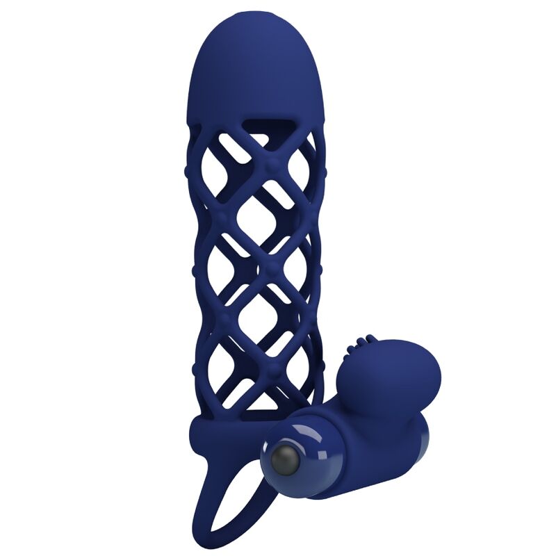 PRETTY LOVE - GIANN VIBRATORRING MED SILIKONESKEDE BLÅ