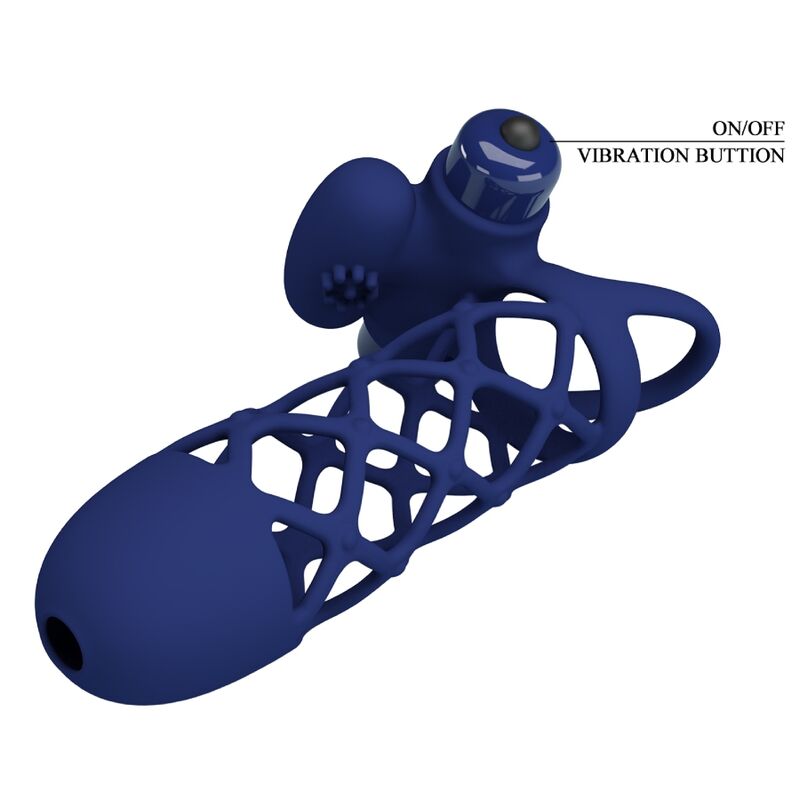 PRETTY LOVE - GIANN VIBRATORRING MED SILIKONESKEDE BLÅ