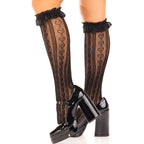 LEG AVENUE - KNÆHØJE STRØMPER MED FRYSER SORTE