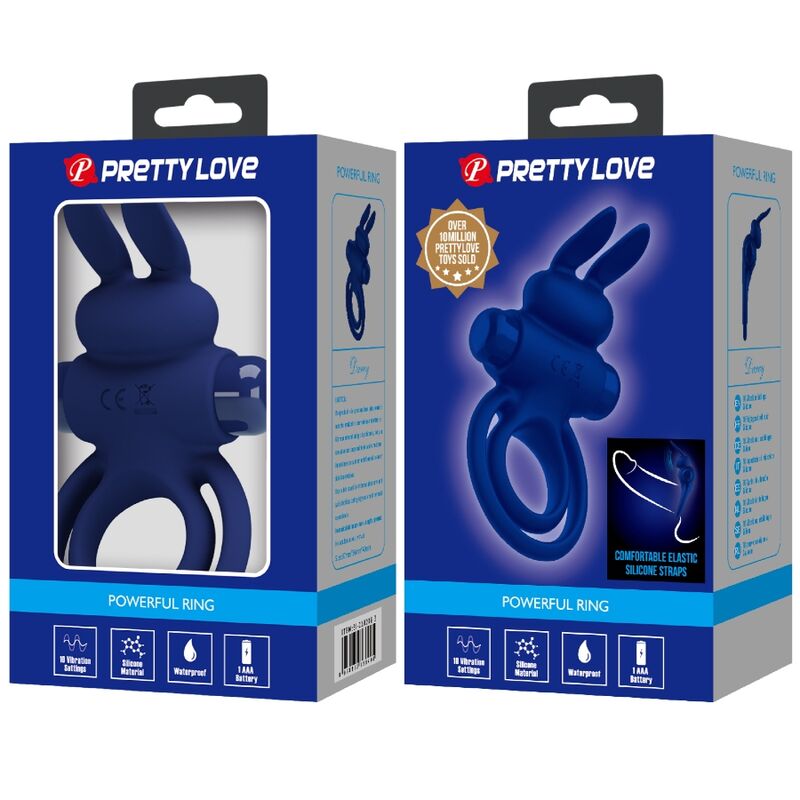 PRETTY LOVE - DAREY DOBBELT VIBRERENDE RING KANIN BLÅ