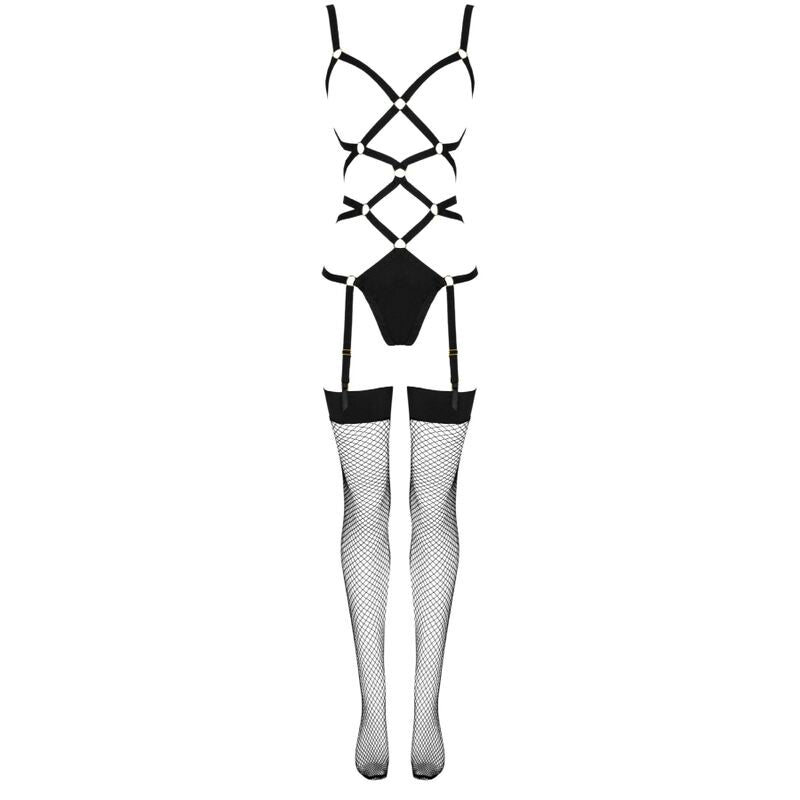 LIVCO KORSETTI MODE - THIARA LC 20213 SÆT BODY + STRØMPER SORT L/XL