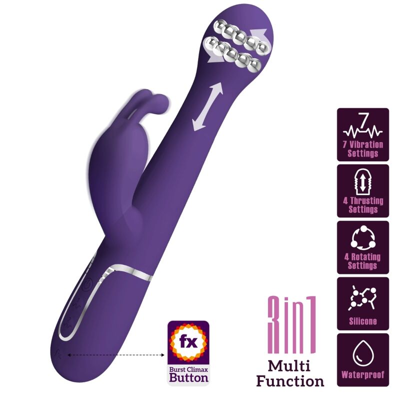 PRETTY LOVE - DEJON KANINVIBRATOR 3 I 1 MULTIFUNKTION LILLA