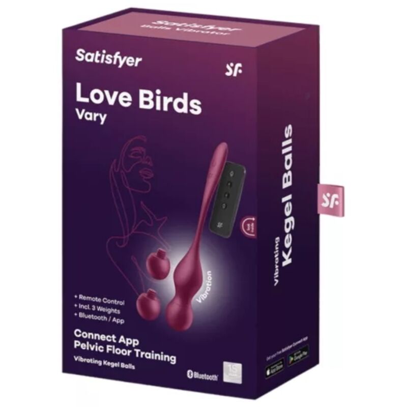 SATISFYER - LOVE BIRDS VARY VIBRERINGSKUGLE GRATIS APP VINRØD