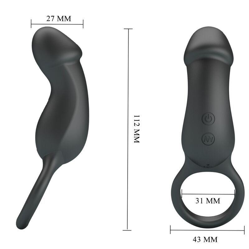 PRETTY LOVE - TRAE VIBRERENDE SORT RING MED STIMULATOR