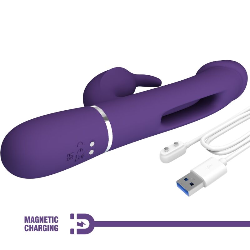 PRETTY LOVE - KAMPAS KANIN 3 I 1 MULTIFUNKTIONSVIBRATOR MED TUNGE VIOLET