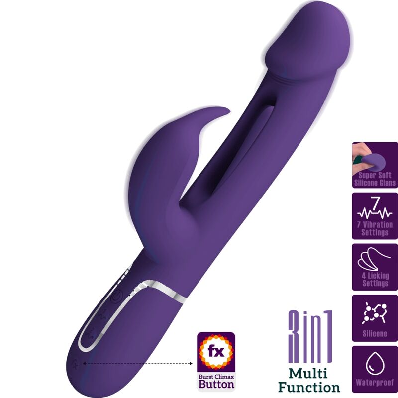 PRETTY LOVE - KAMPAS KANIN 3 I 1 MULTIFUNKTIONSVIBRATOR MED TUNGE VIOLET