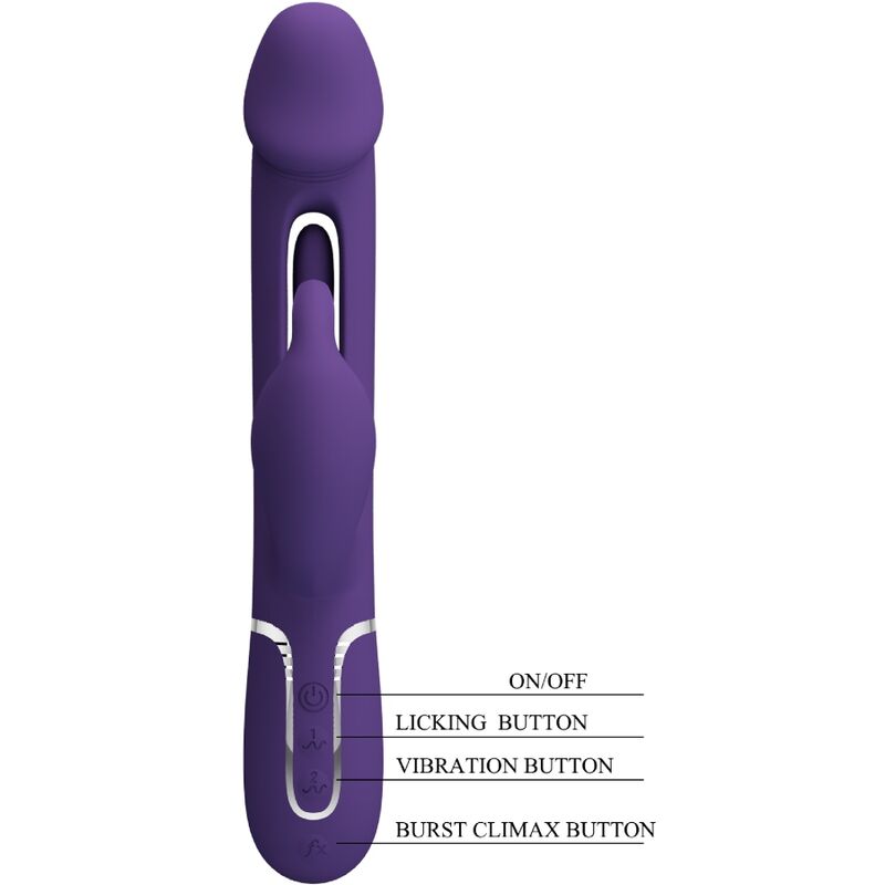 PRETTY LOVE - KAMPAS KANIN 3 I 1 MULTIFUNKTIONSVIBRATOR MED TUNGE VIOLET