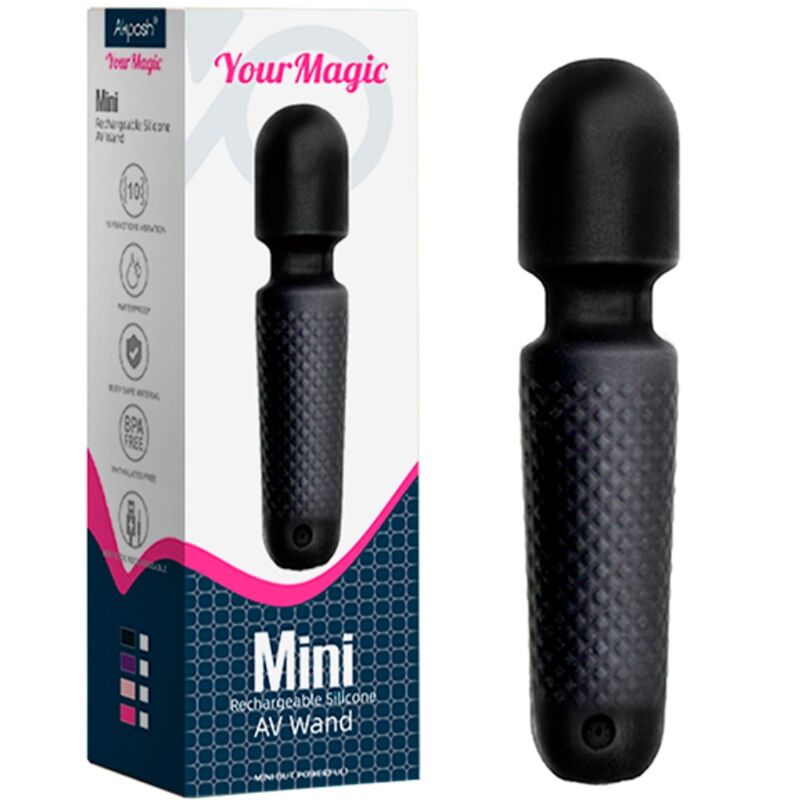 ARMONY - DIN MAGISKE MASSAGEAPPARAT & VIBRATOR GENOPLADELIG 10 VIBRATIONSSTAV MED PRIKKER I SORT