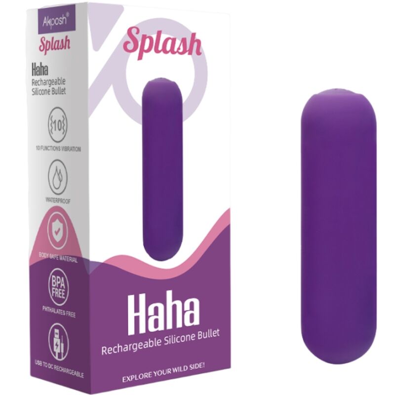 ARMONY - SPLASH HAHA VIBRATOR KUGLET SILIKONE 10 VIBRATIONER 75 X 19 CM LILLA