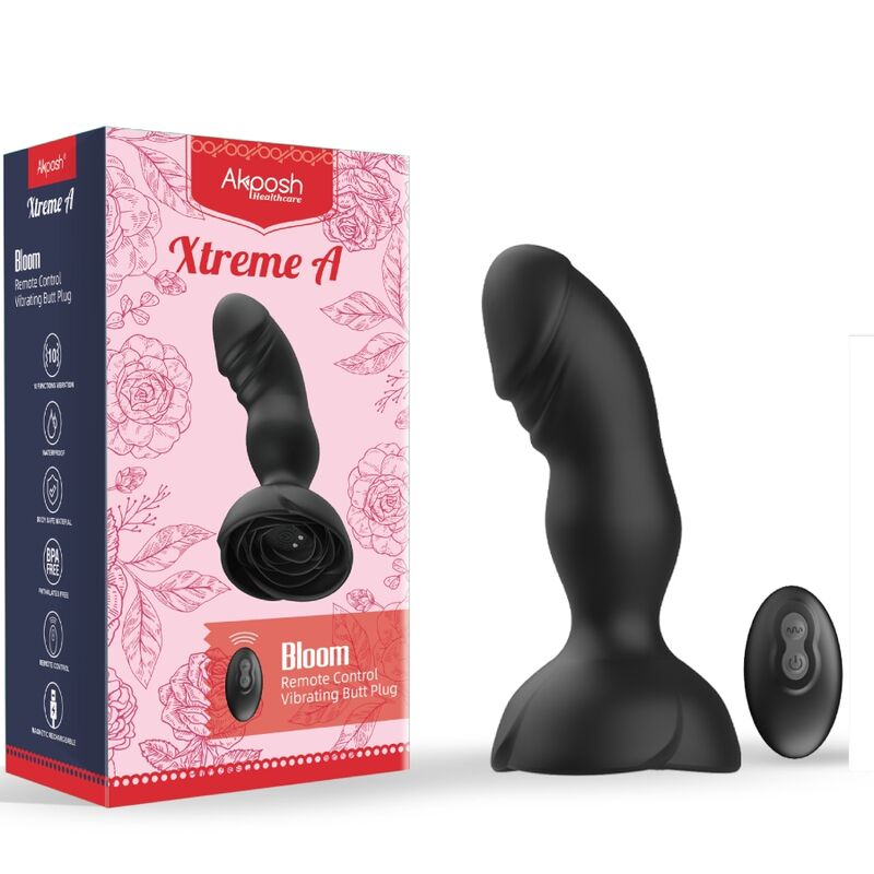 ARMONY - EXTREME A BLOOM ROSE VIBRATOR & ANALPLUG FJERNBETJENING SORT