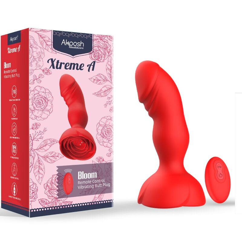 ARMONY - EXTREME A BLOOM ROSE VIBRATOR & ANALPLUG FJERNBETJENING RØD