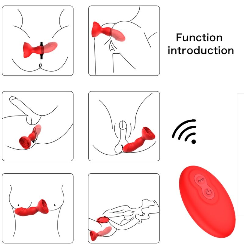 ARMONY - EXTREME A BLOOM ROSE VIBRATOR & ANALPLUG FJERNBETJENING RØD